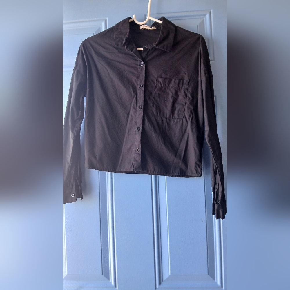 Women Black Button-Up Shirt